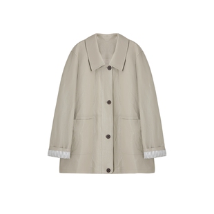 时然大码卡其色皮衣微胖mm短款夹克外套春季女装新品直筒休闲宽松