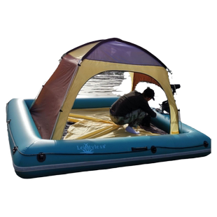 乐颂充气浮台加宽钓鱼船 移动钓台 路亚撒网平板船 加围栏魔毯