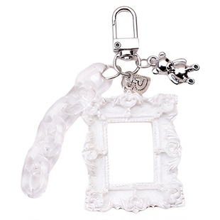 ins浮雕爱心相框钥匙扣可爱挂件 汽车原创礼品耳机挂件