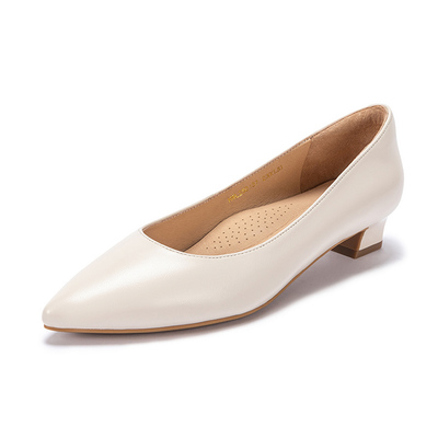 哈森/HARSON【职场韵味】春新款单鞋舒适真皮通勤鞋尖头粗跟