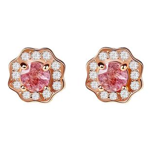 宫里上新碧玺耳钉女款天然宝石耳饰纯银粉色耳环生日礼物送妈妈