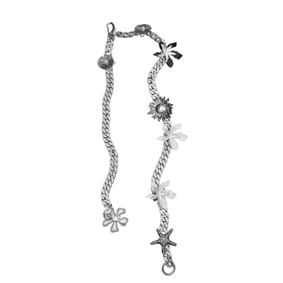 WACKYE  金属花朵闪钻腰链 优雅闪钻多用项链裤链造型链