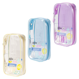 得力觅光系列笔袋考试可用全透笔袋透明文具袋铅笔袋ins高颜值高中生大学生女生小学生用大容量文具盒收纳袋