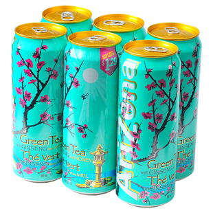 现货加拿大进口Arizona亚利桑那冰茶绿茶口味饮料650ml 24罐包邮