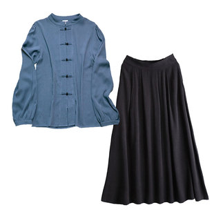 中式女装中国风高级感裙子女夏季2025新款套装高端莱赛尔天丝衬衫