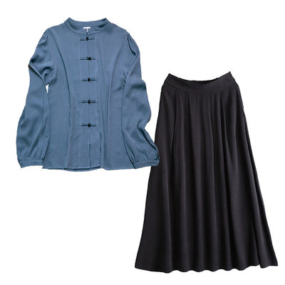 苇素重磅天丝衬衫垂感半身裙