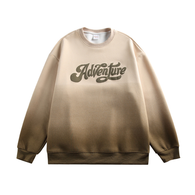 TIRED渐变色圆领卫衣长袖春秋情侣款美式套头衫宽松街头休闲上衣