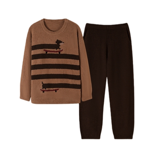 维多利亚半边绒睡衣女款2026新款冬季加厚复古风高级感家居服套装