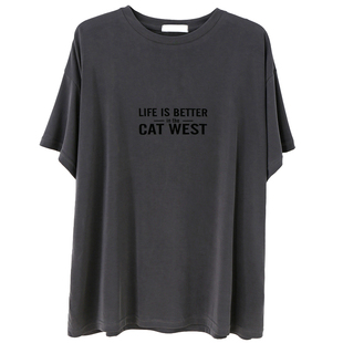 夏季韩版凉爽铜氨丝宽松BF风休闲字母印花短袖T恤女大码半袖上衣