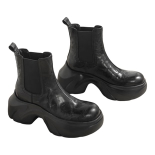 millies妙丽女鞋秋冬新款时尚百搭马丁靴厚底加绒休闲小个子短靴