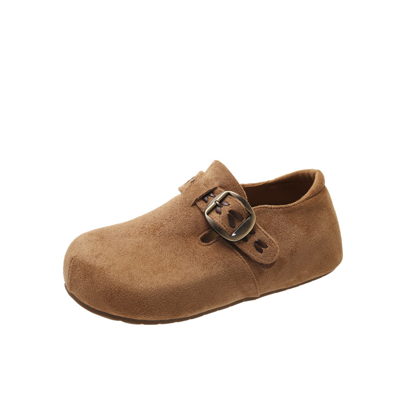 厚底内增高加绒保暖勃肯鞋女2025新款冬季一脚蹬雪地靴棉鞋乐福鞋