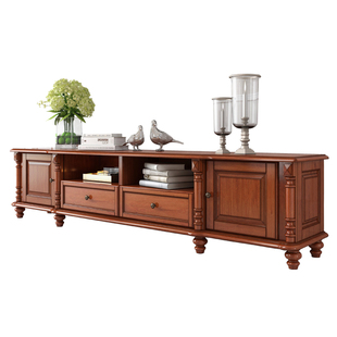 美式乡村全实木电视柜茶几组合客厅家具套装原木地柜简约现代欧式