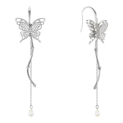 Riotlily艾特里里羽翼微光925银蝴蝶流苏耳环长款气质圣诞送女友