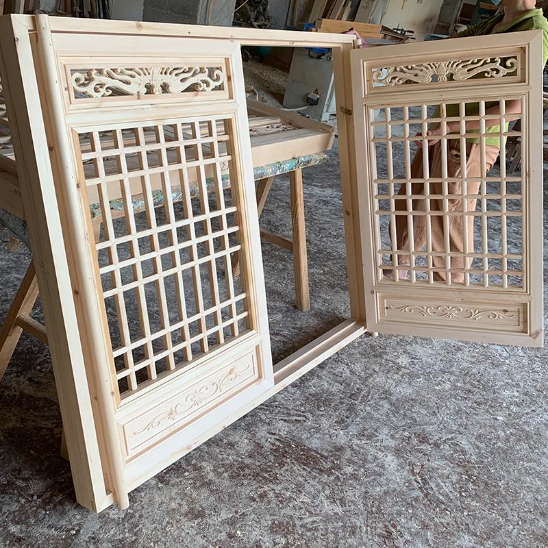 东阳木雕中式窗户仿古窗门窗雕花玄关实木隔断装饰花格镂空窗花门
