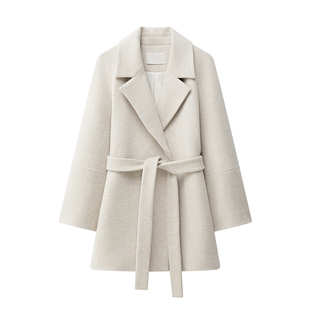 TEASEL「简域新章」抗静电羊绒混纺含导电纤维ROW风短款单面大衣