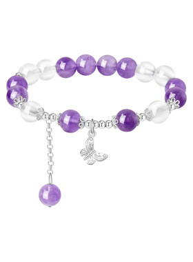 蝶梦紫水晶手链女纯银轻奢小众精致2025新款情绪稳定手串生日礼物