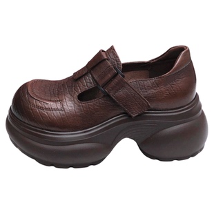 松糕厚底真皮乐福鞋女2025新款头层牛皮单鞋轻便增高英伦风小皮鞋