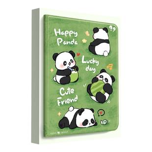 游泳熊猫适用苹果ipad保护套2024新款Pro11平板电脑壳iPad9代10.2可爱硅胶air5磁吸17/18带笔槽9.7卡通mini6