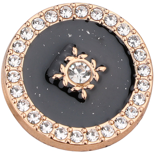 金属纽扣高级时尚黑色圆形扣子风衣百搭大衣西服毛衣外套女水钻扣