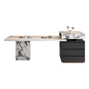 宝格复古丽岛台餐桌一体可伸缩大户型开放厨房岩板中倒台高级导台