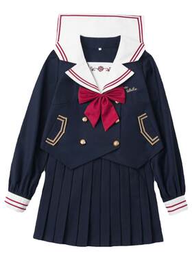 原创正统日系软妹刺绣水手服