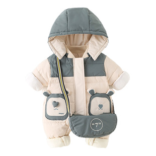 婴儿冬装衣服男宝宝冬季羽绒服连体衣新生儿90绒白鸭女宝外出抱衣