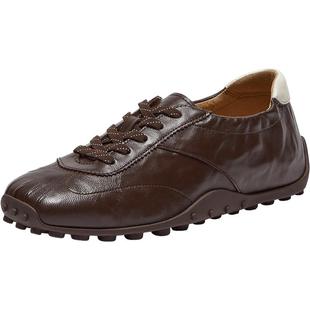 Bata羊皮书芭蕾德训女2026春商场新款通勤复古运动鞋ABI25AM6