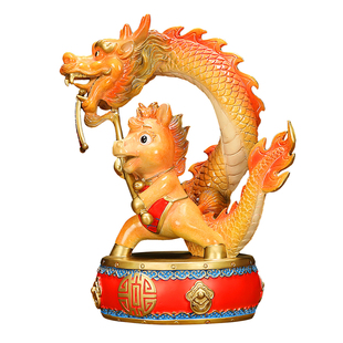 吉善缘《马上兴隆》铜龙马精神摆件 生肖龙家居中式工艺礼品A0051