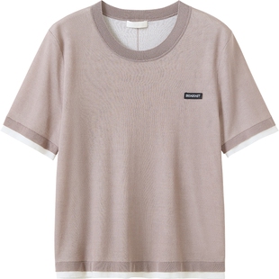 播商场同款气质假两件短袖针织衫女秋新品休闲上衣BDS3SD3224