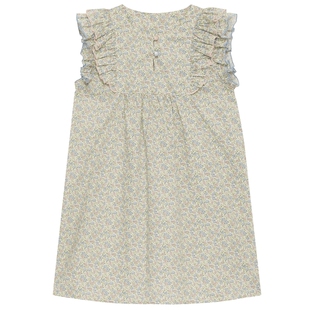 鄂尔多斯童装25夏季纯棉liberty印花小飞袖连衣裙女童连衣裙