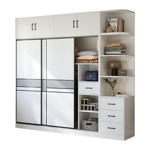 纯实木衣柜家用卧室简易推拉门出租房用柜子生态板定制收纳大衣橱