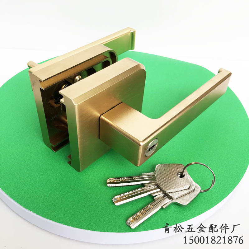 金色16极窄卫生间玻璃门锁平开门把手锁极简铝合金下压把手门锁具