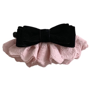 法式古堡在逃公主~粉色蕾丝蝴蝶结裙摆发夹女2025新款超仙香蕉夹