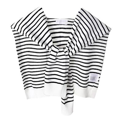 条纹披肩针织外搭女2026新款百搭