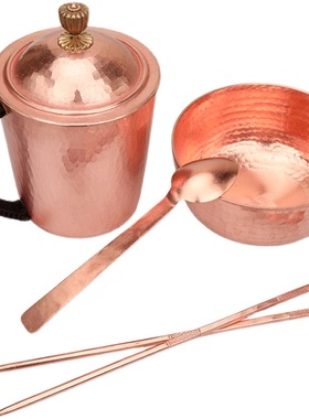 水杯铜碗餐具家用四件套筷子带盖