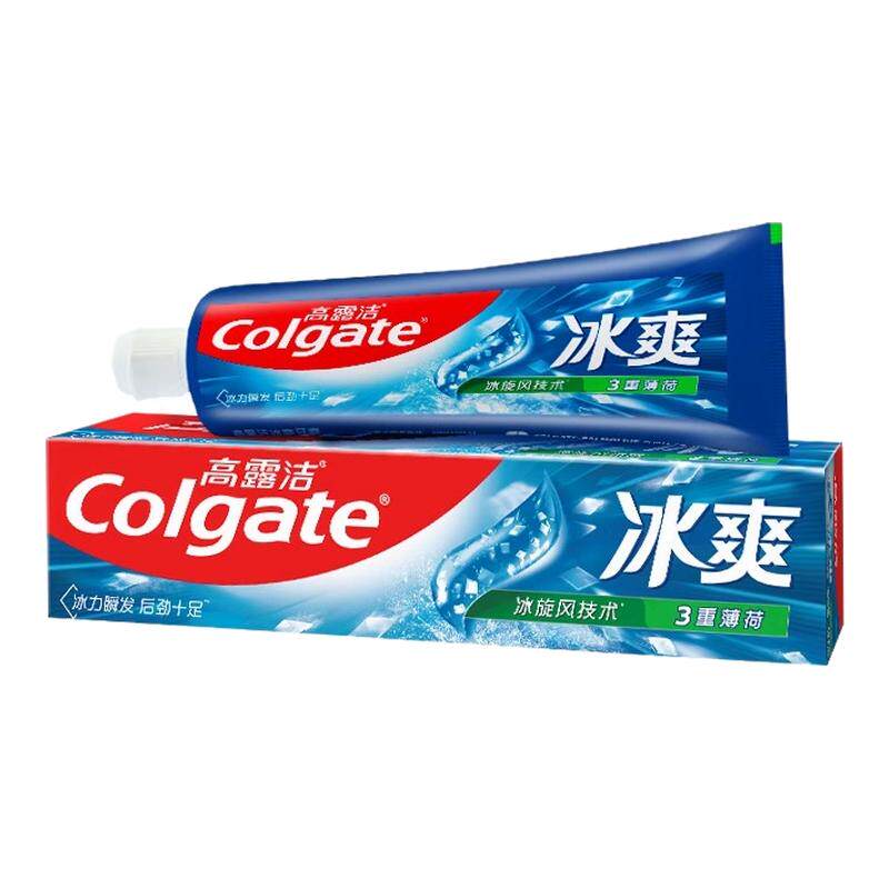 高露洁牙膏冰爽薄荷清洁去渍清新减少口气家庭实惠装大支官方正品