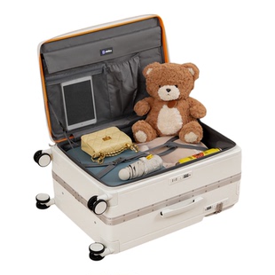 前开盖行李箱女2025新款中置宽一九开拉杆箱20寸登机密码箱铝框箱