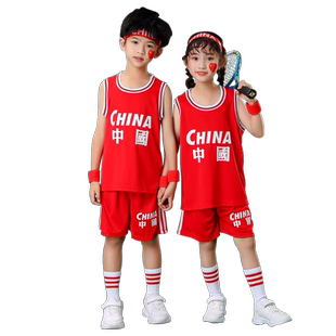 儿童篮球服背心套装男童训练球衣小孩短袖篮球衣运动套装