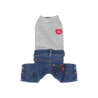 趣派狗狗无袖牛仔四脚连体衣