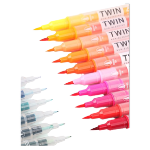 点石文具双头马克笔36色美术画笔学生用水彩笔手账绘画景观园林设计手绘动漫水性笔耐磨软头勾线笔DS-2001