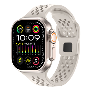 CLOUDHIS适用苹果S9手表iwatch8表带applewatch网孔S10硅胶S8男运动夏季新款SE女款高级感10创意Ultra智能
