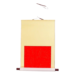 万年红洒金描龙卷轴空白手工装裱挂轴中堂对联半生熟画心毛笔字书法创作福字寿字喜庆事宜专用作品立轴横轴