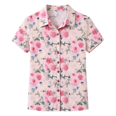 透气网纱中年女装衬衫妈妈夏装