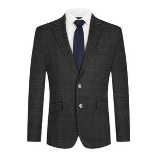 柒牌男士西服套装秋冬季韩版结婚新郎礼服格纹混纺西装两件套