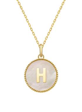 HELAS赫拉18K金贝母定制字母项链