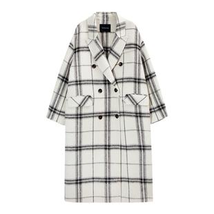 Garbociaga龙喜儿 巴黎画家 条纹格子双面毛呢大衣女羊毛外套9233