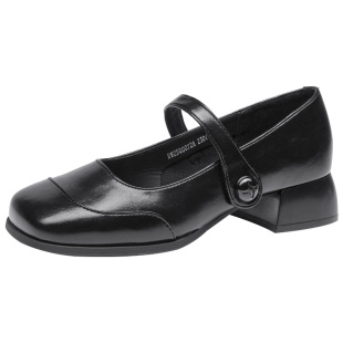 大东东玛丽珍鞋女鞋2026春季新款粗跟中跟方头浅口百搭单鞋Q0072