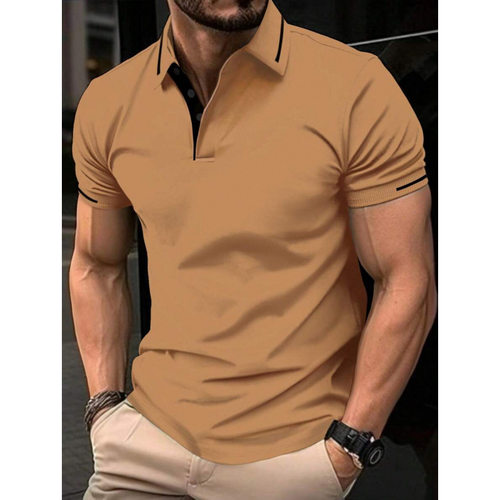 M 80127 Jacquard lapel men's short sleeve shirt 提花翻领男士