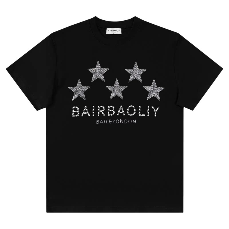 轻奢BAIRBAOLIY烫钻短袖T恤