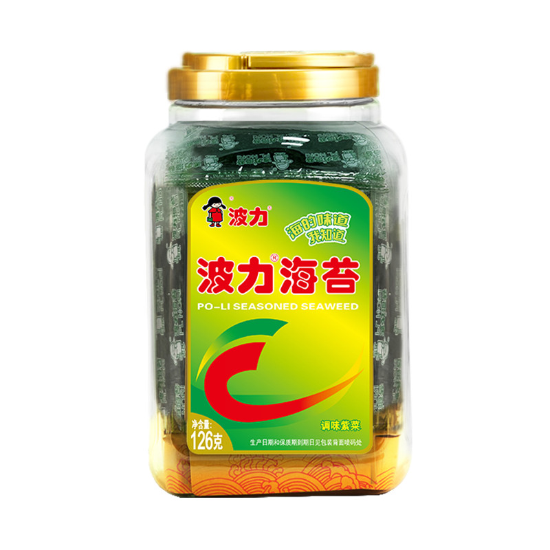 【波力】海苔原味126g罐/岩烧海苔 寿司即食紫菜拌饭儿童零食大桶